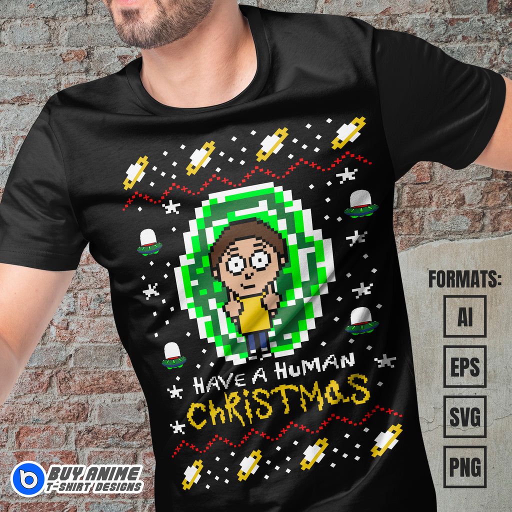 Premium Morty Christmas Vector T-shirt Design Template
