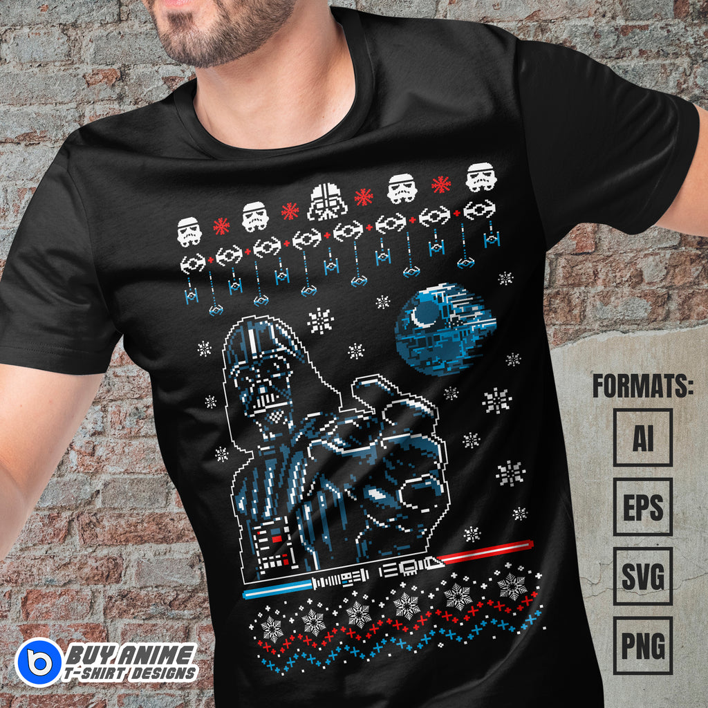 Premium Darth Vader Christmas Vector T-shirt Design Template