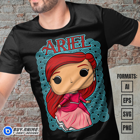 Premium Princess Ariel Vector T-shirt Design Template