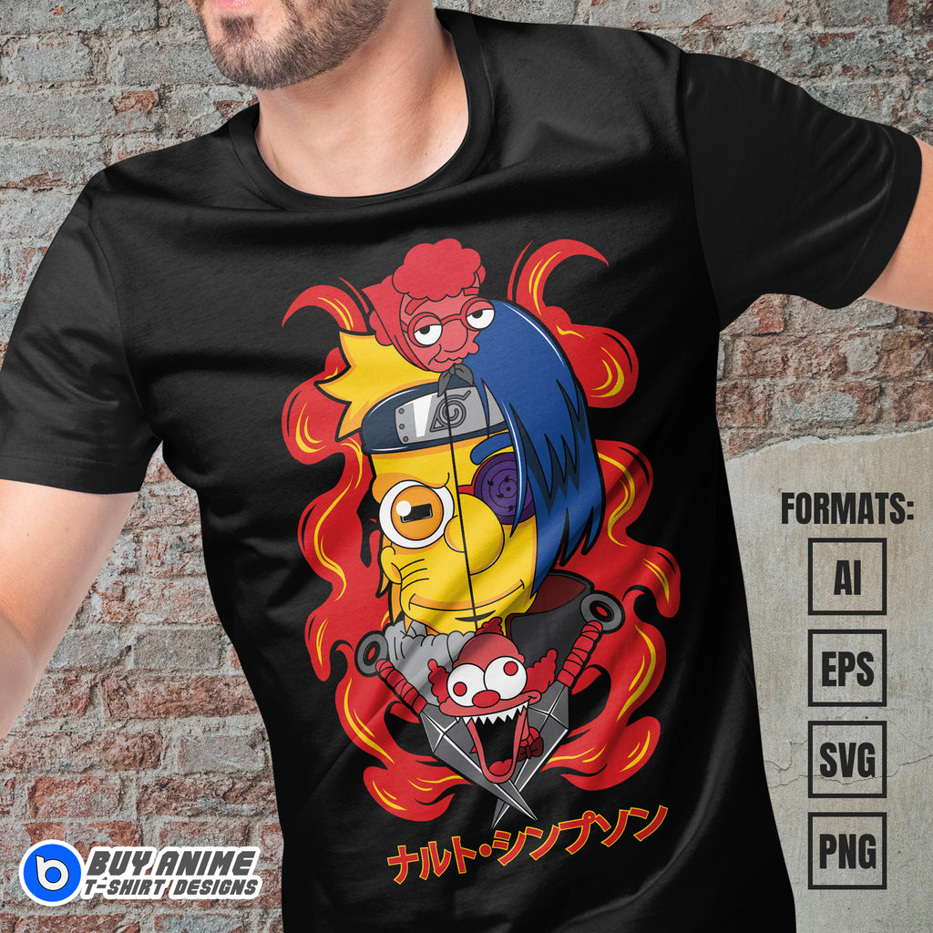 Premium Simpsons x Naruto Vector T-shirt Design Template