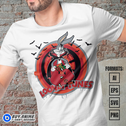 Premium Bugs Bunny Halloween Vector T-shirt Design Template