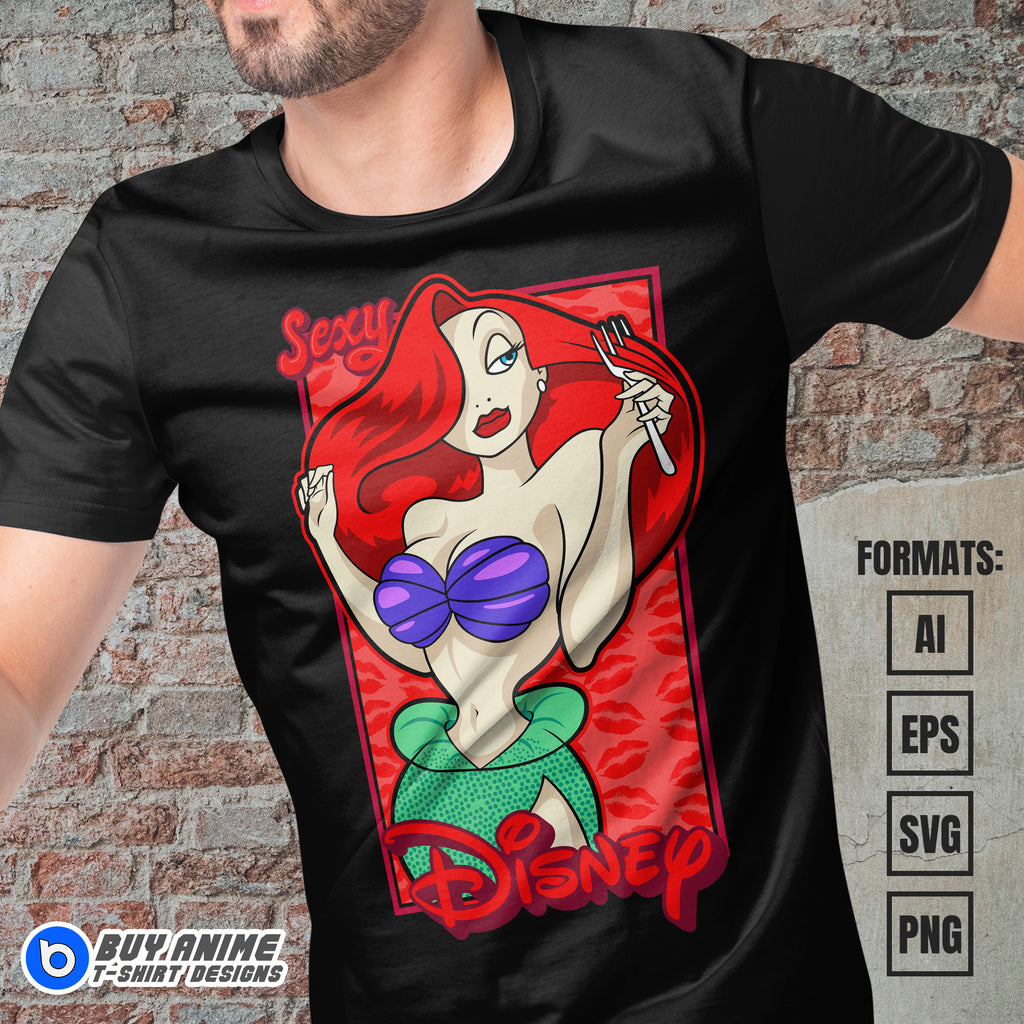 Premium Ariel Little Mermaid Vector T-shirt Design Template #2