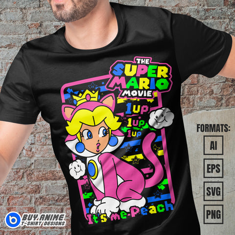 Premium Princess Peach Mario Vector T-shirt Design Template #2
