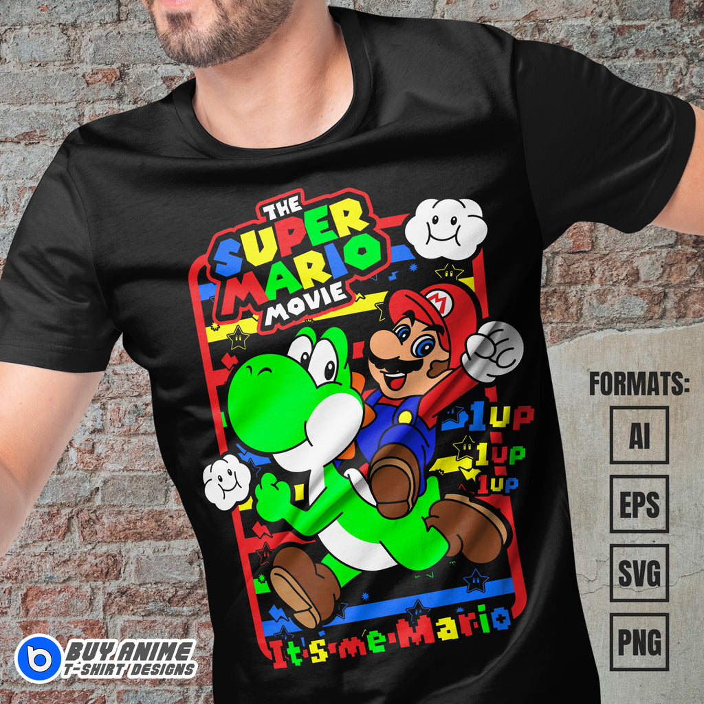 Premium Super Mario Vector T-shirt Design Template #4