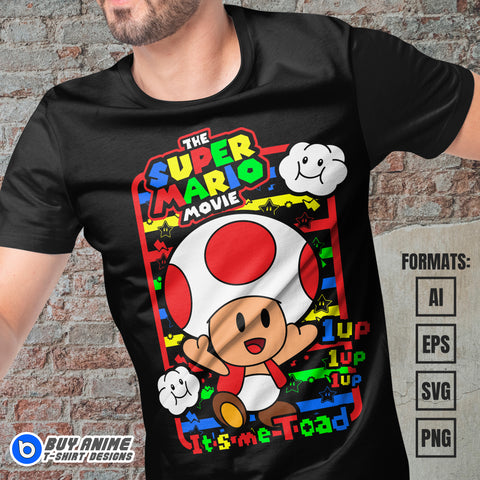 Premium Toad Mario Vector T-shirt Design Template