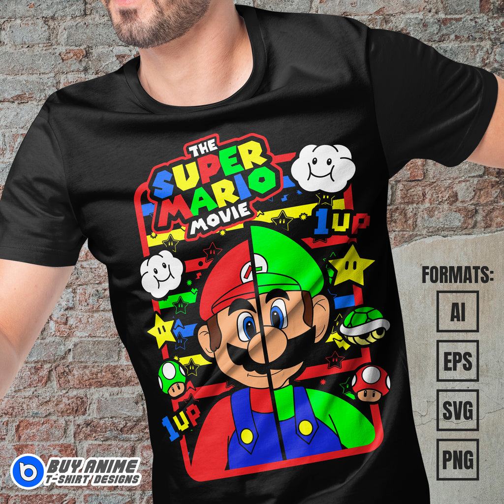 Premium Super Mario Vector T-shirt Design Template #9