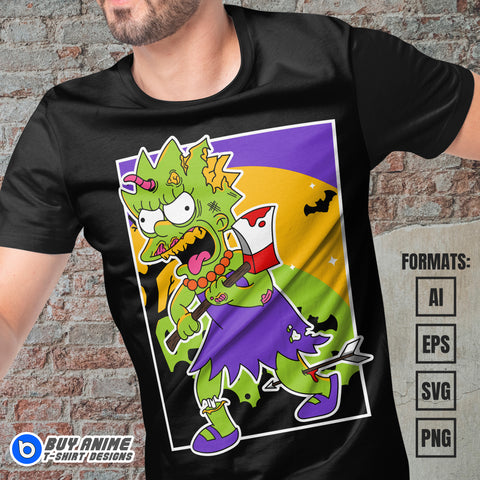 Premium Simpson Halloween Vector T-shirt Design Template #3