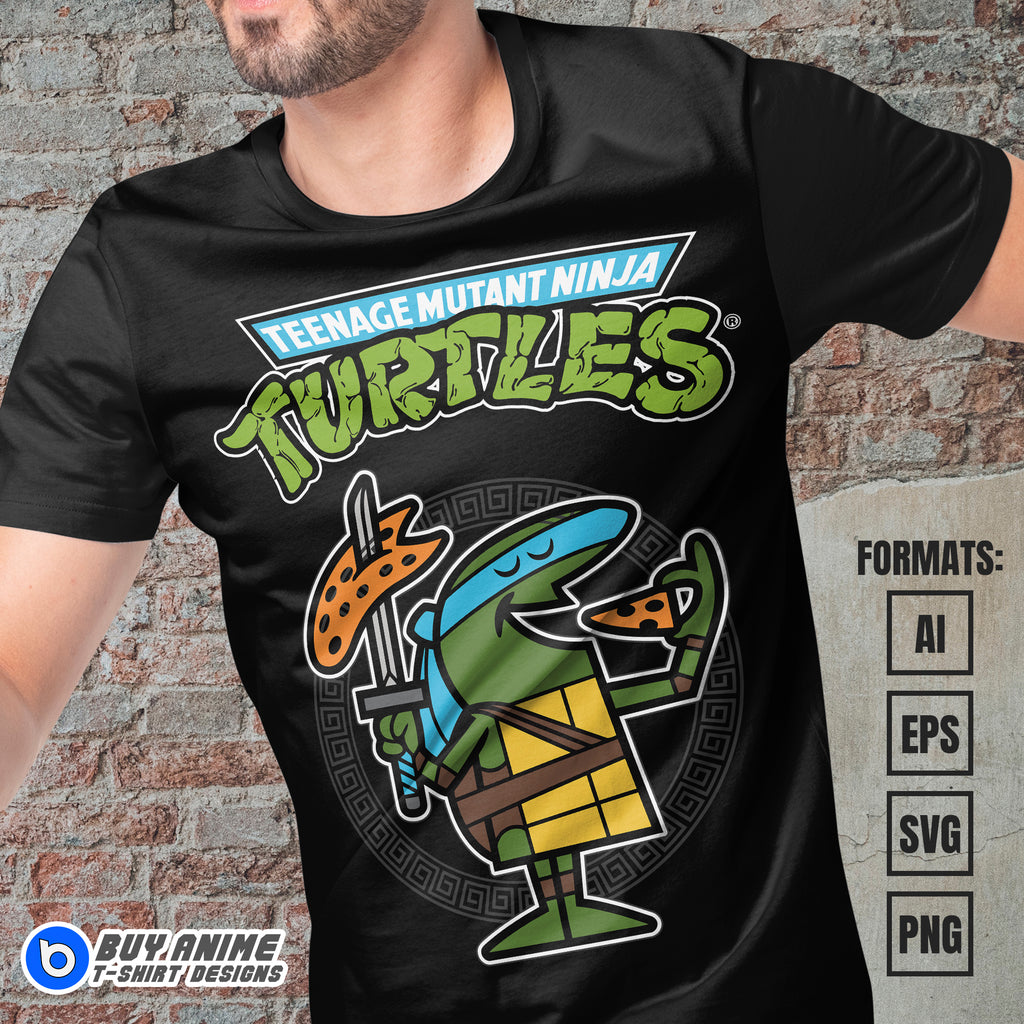 Premium Leonardo Teenage Mutant Ninja Turtles x Caeser Vector T-shirt Design Template