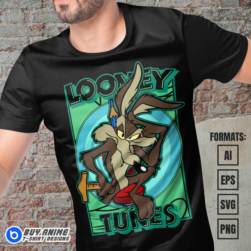 Premium Wile E Coyote Looney Tunes Vector T-shirt Design Template
