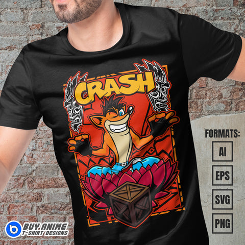 Premium Crash Bandicoot Vector T-shirt Design Template