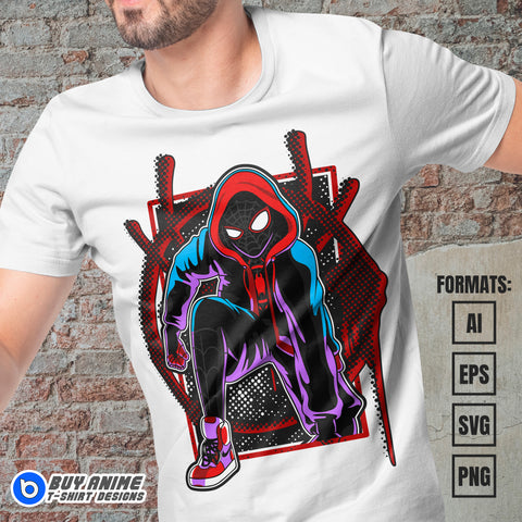 Premium Miles Morales Spider-Man Vector T-shirt Design Template