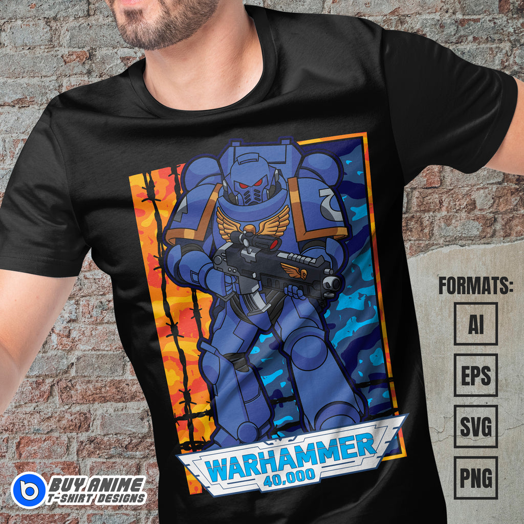Premium Warhammer 40000 Space Marine Vector Tshirt Design Template Premium Warhammer 40000 Space Marine Vector Tshirt Design Template