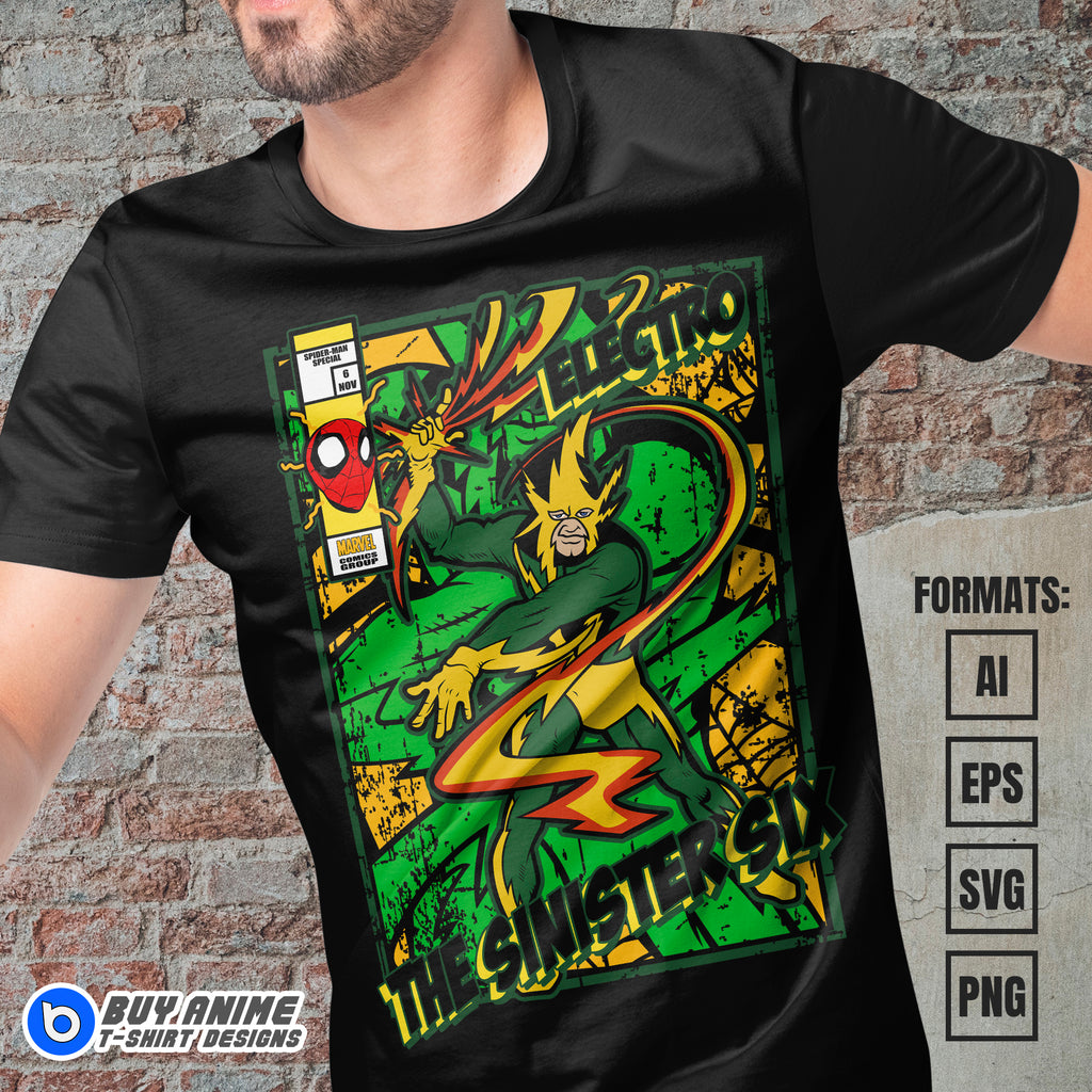 Premium Electro Spider-Man Vector T-shirt Design Template