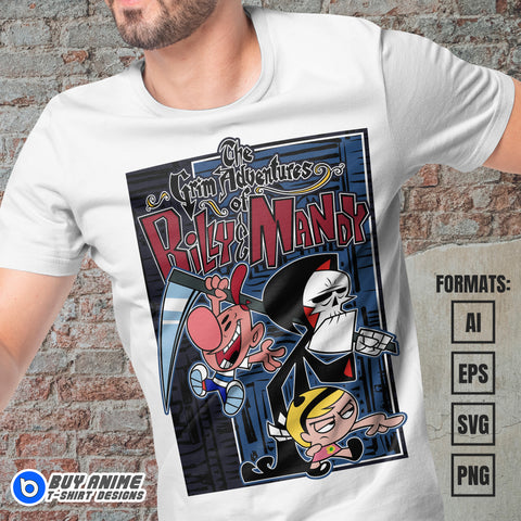 Premium Billy And Mandy Vector T-shirt Design Template