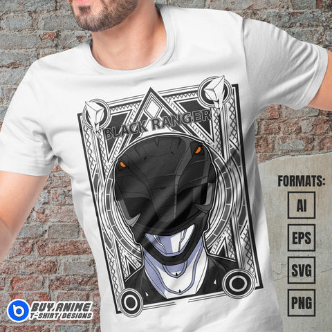 Premium Black Ranger Power Rangers Vector T-shirt Design Template