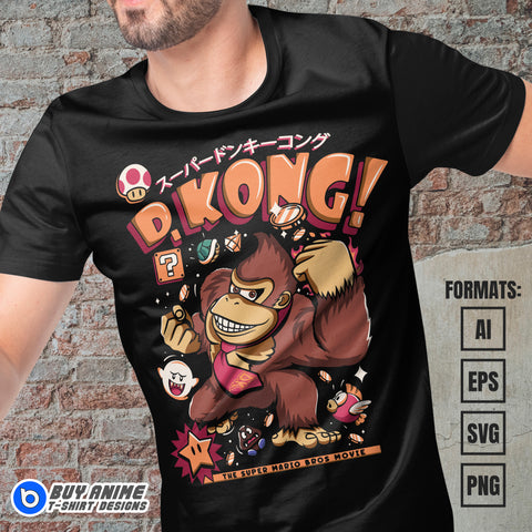 Premium Donkey Kong Super Mario Vector T-shirt Design Template