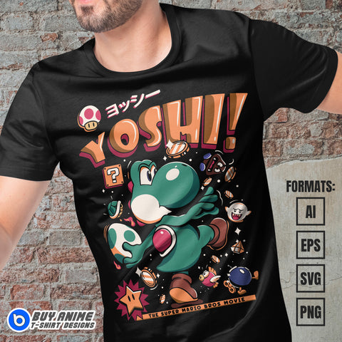 Premium Yoshi Super Mario Vector T-shirt Design Template #2