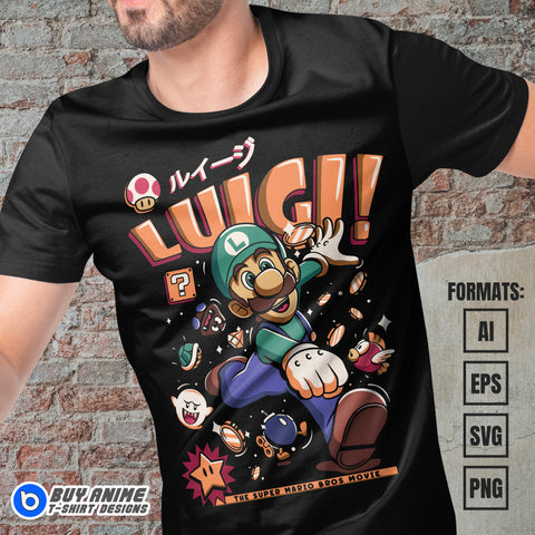 Premium Luigi Super Mario Vector T-shirt Design Template