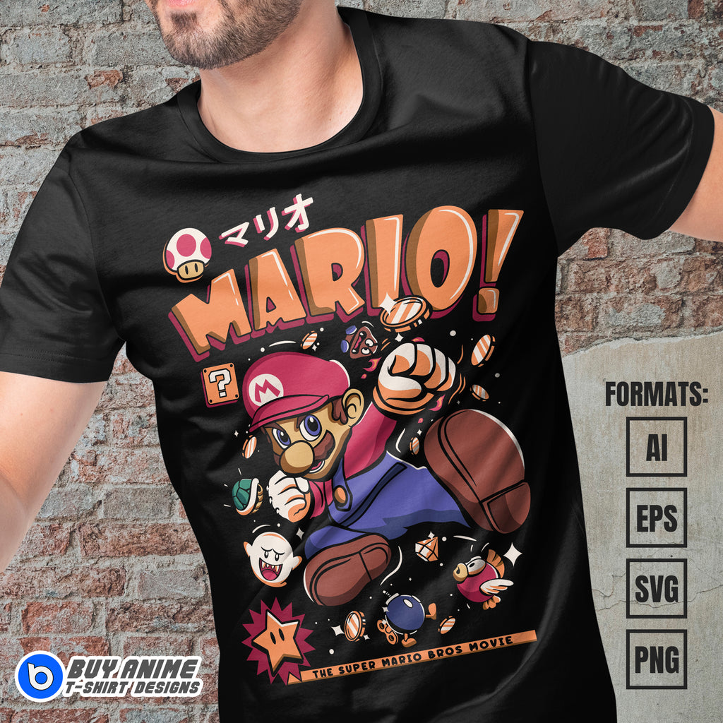Premium Super Mario Vector T-shirt Design Template #13