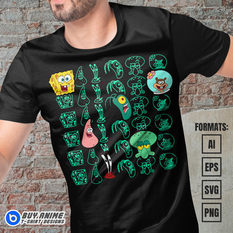 Premium Spongebob Vector T-shirt Design Template