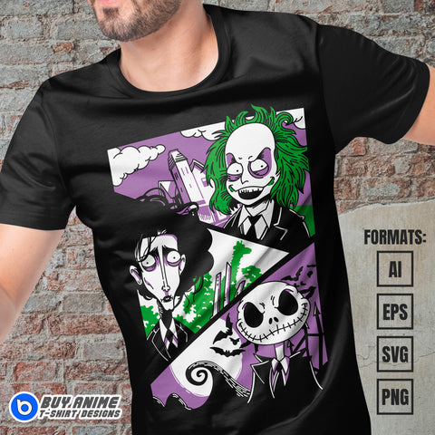 Premium Halloween Cartoons Vector T-shirt Design Template