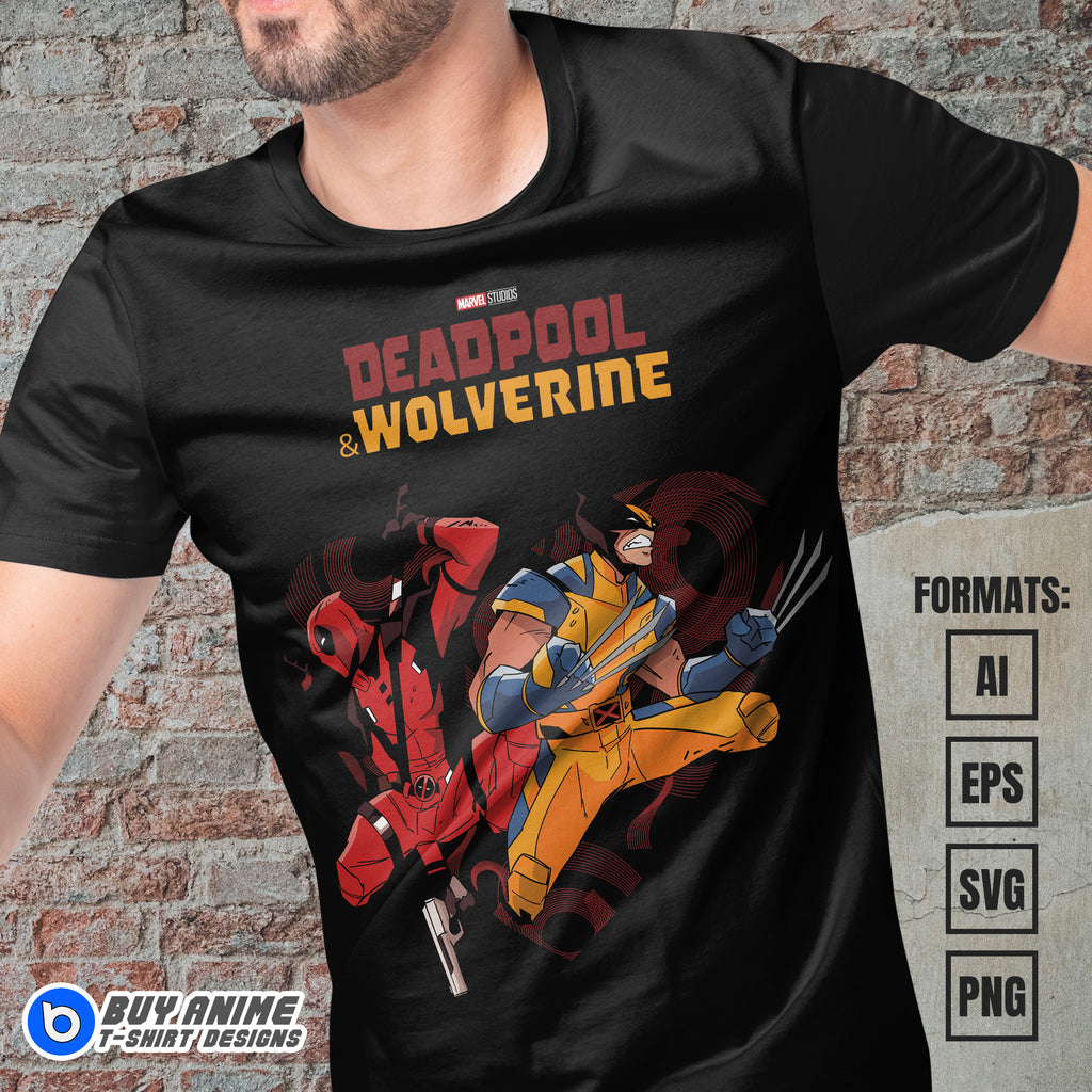 Premium Deadpool x Wolverine Vector T-shirt Design Template