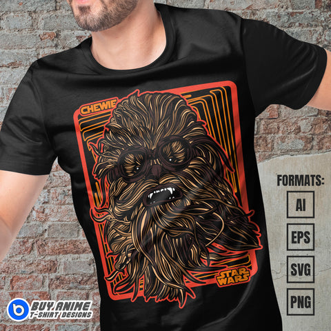 Premium Chewie Star Wars Vector T-shirt Design Template