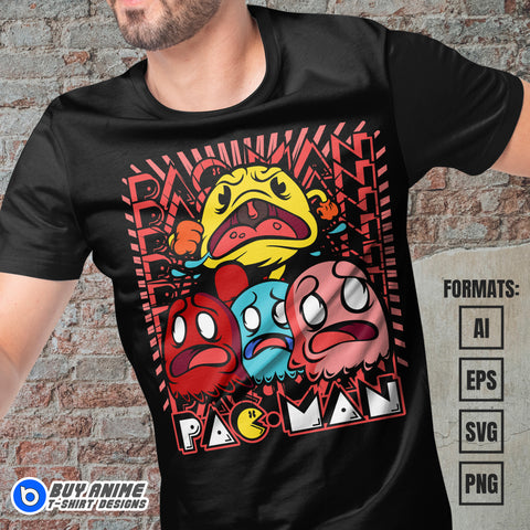 Premium Pac Man Vector T-shirt Design Template