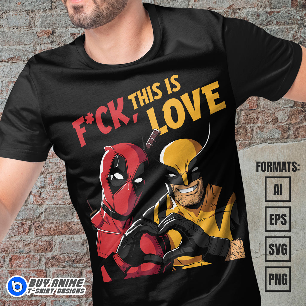 Premium Deadpool x Wolverine Vector T-shirt Design Template #4