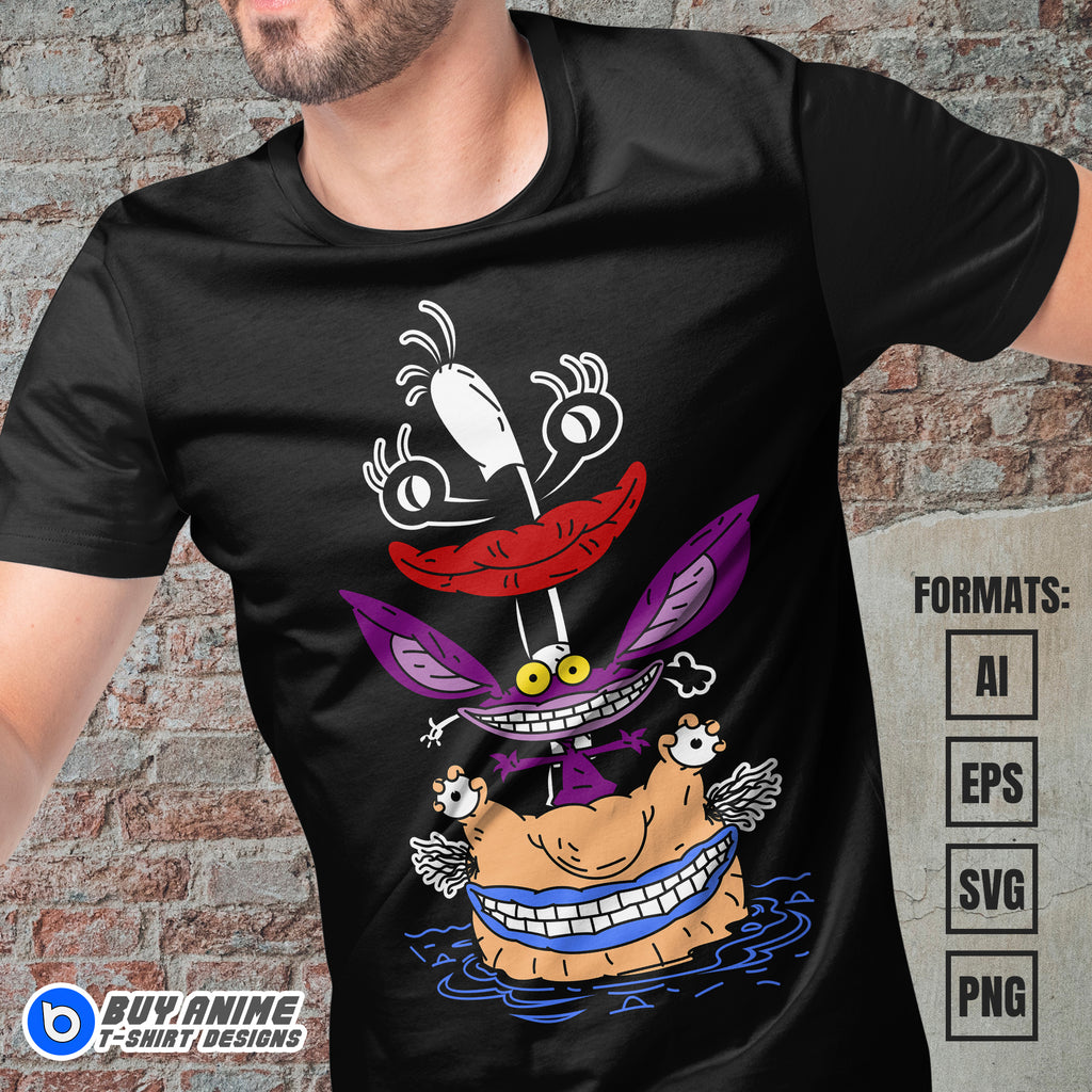 Premium Aaahh Real Monsters Vector T-shirt Design Template