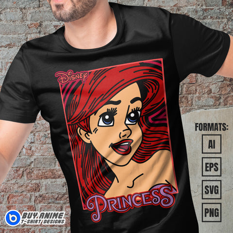 Premium Princess Ariel Vector T-shirt Design Template #2