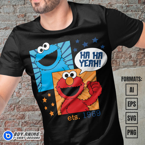 Premium Elmo x Cookie Monster Vector T-shirt Design Template