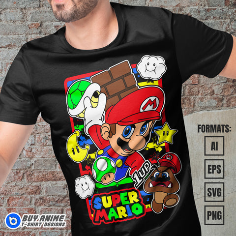 Premium Super Mario Vector T-shirt Design Template #2