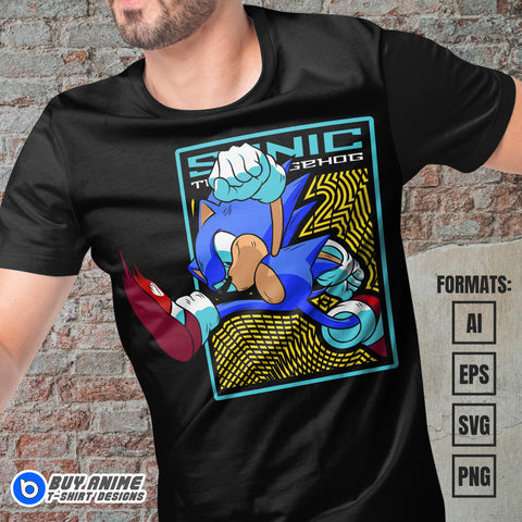 Premium Sonic The Hedgehog Vector T-shirt Design Template