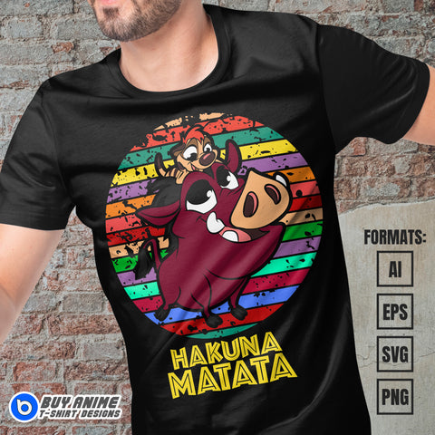 Premium Timon And Pumbaa Vector T-shirt Design Template
