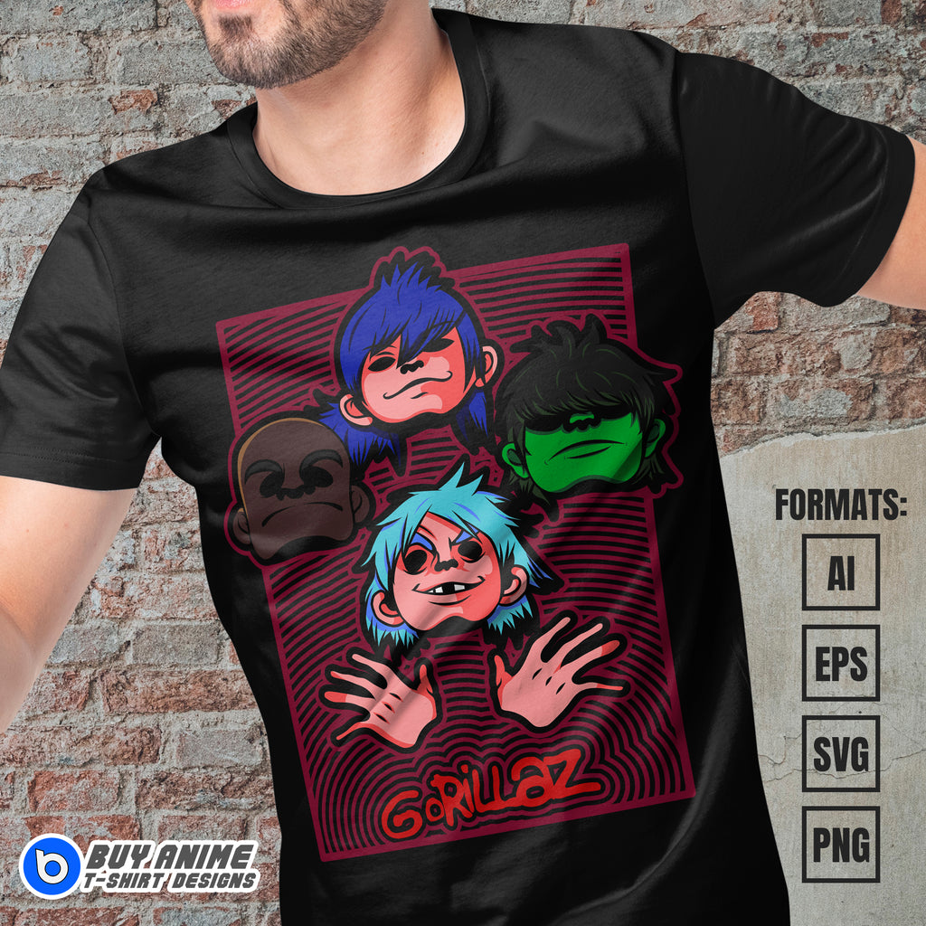 Premium Gorillaz Vector T-shirt Design Template