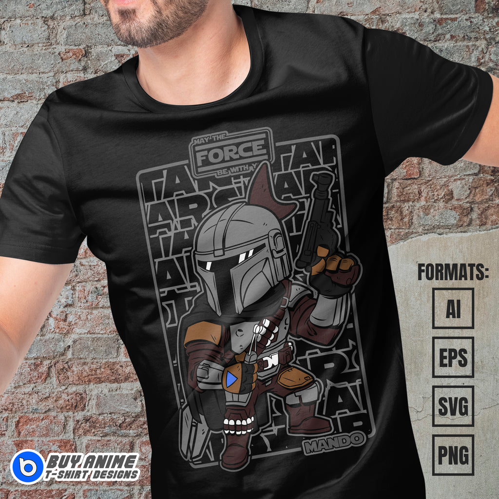 Premium Mando Star Wars Vector T-shirt Design Template