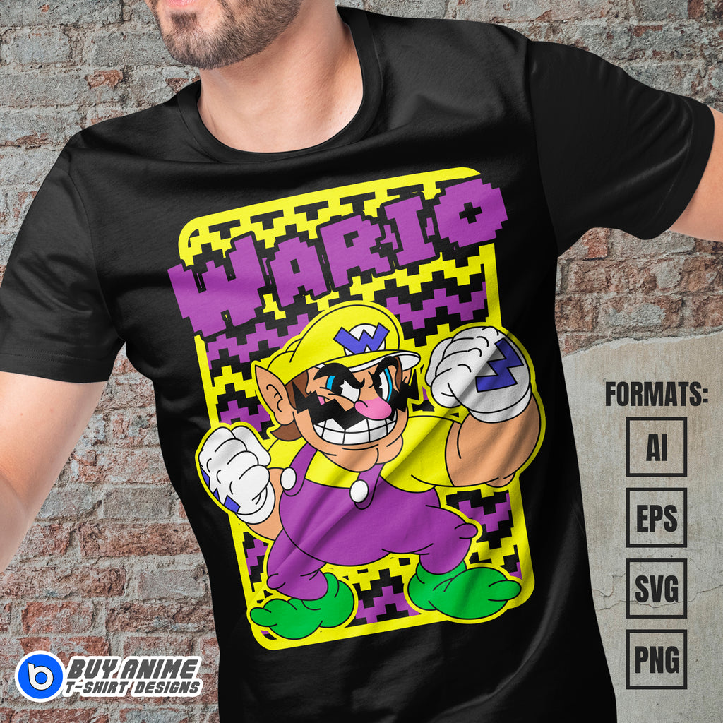 Premium Wario Mario Vector T-shirt Design Template