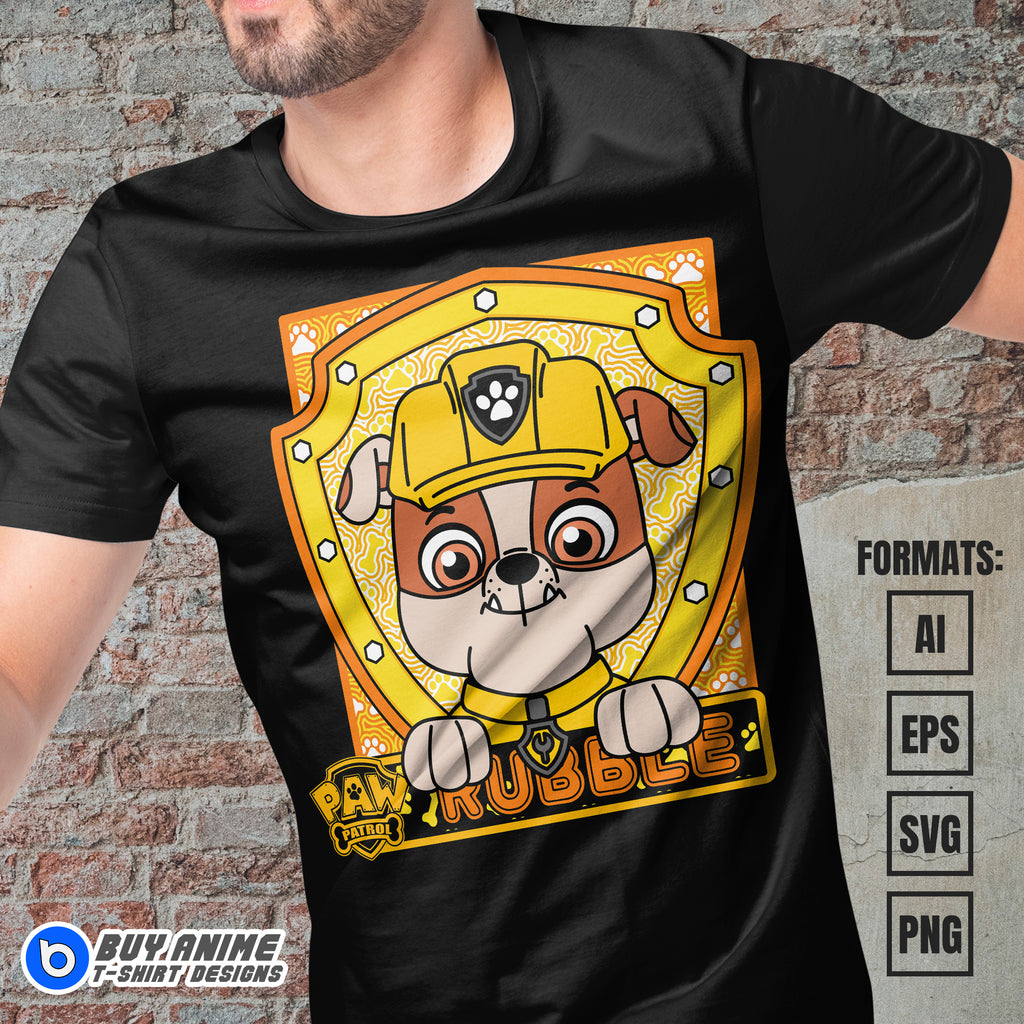 Premium Rubble Paw Patrol Vector T-shirt Design Template