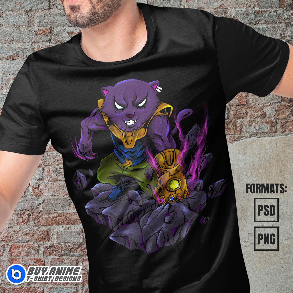 Premium Thanos x Cat Vector T-shirt Design Template