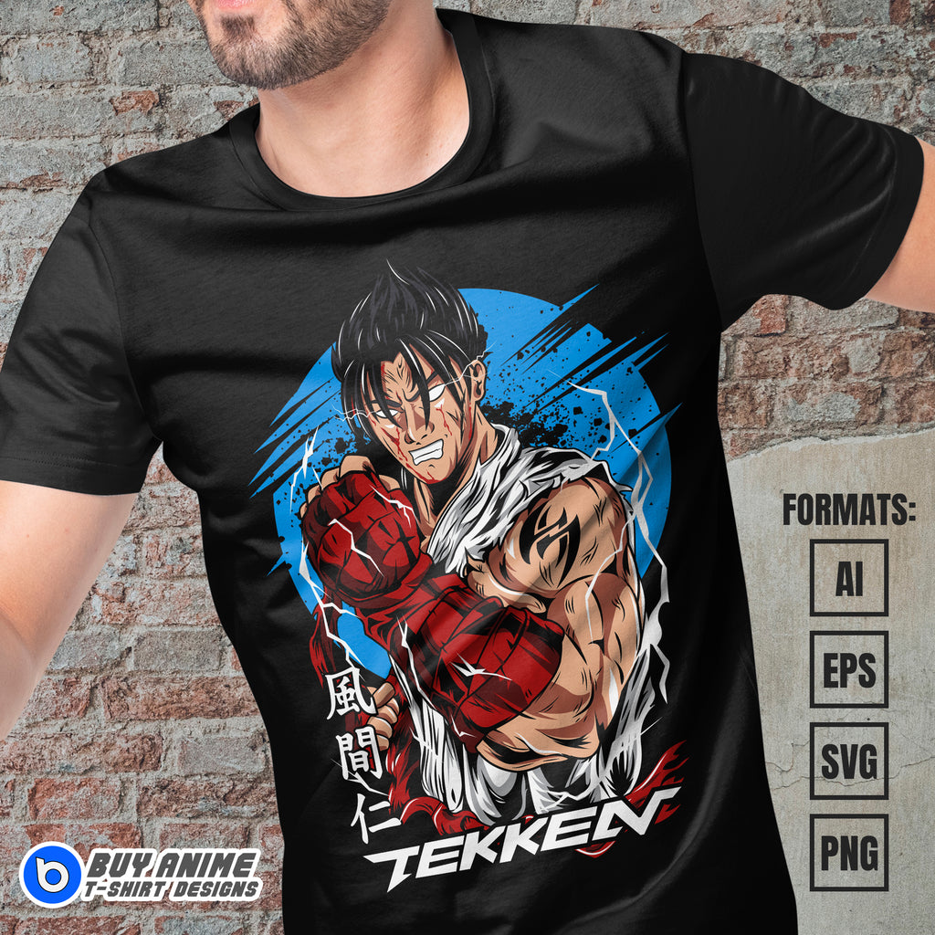 Premium Jin Kazama Tekken Vector T-shirt Design Template #2