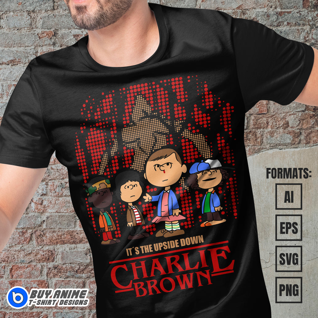 Premium Charlie Brown x Stranger Things Vector T-shirt Design Template
