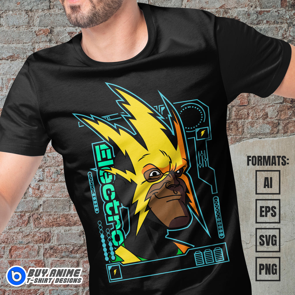 Premium Electro Spider-Man Vector T-shirt Design Template #2