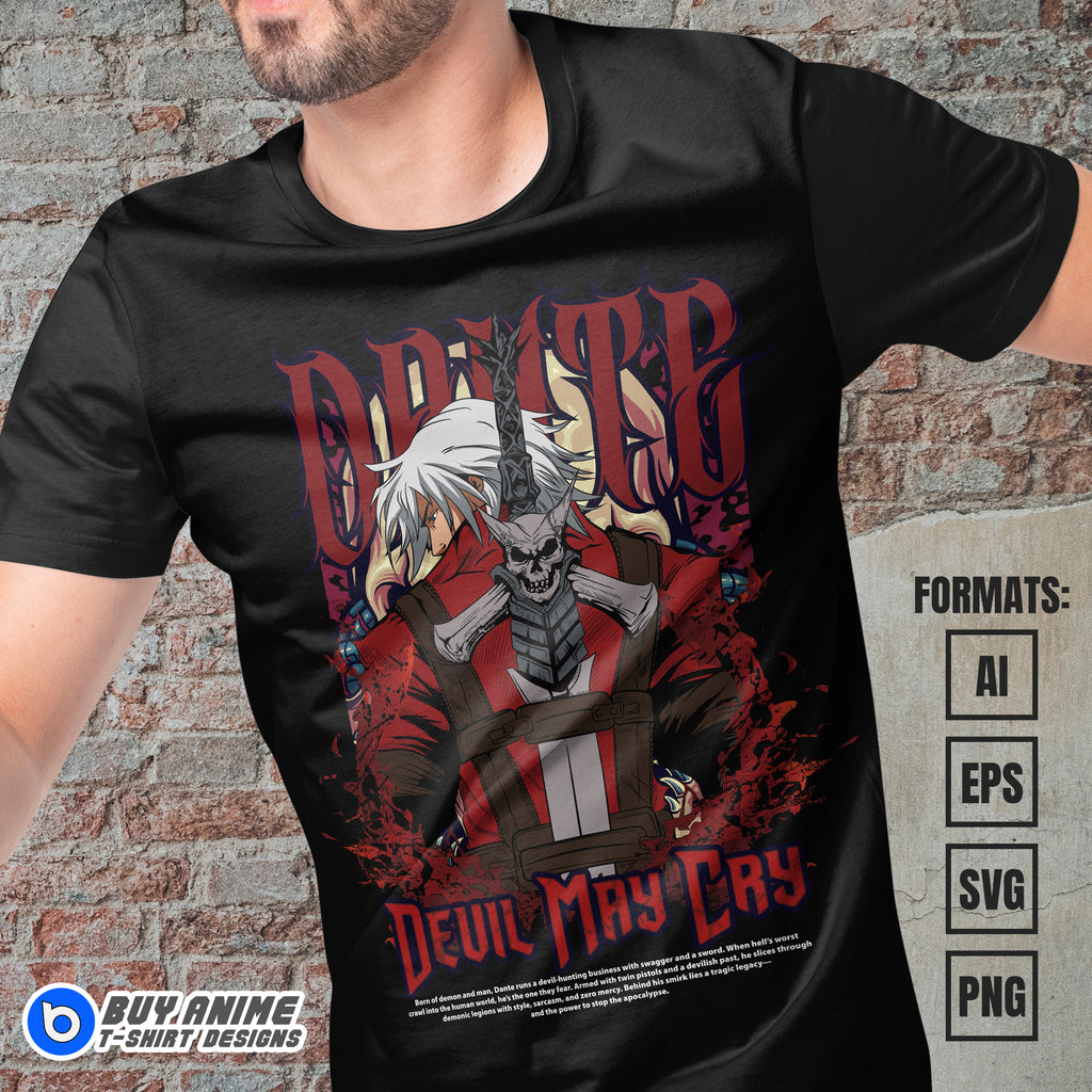 Premium Dante Devil May Cry Vector T-shirt Design Template