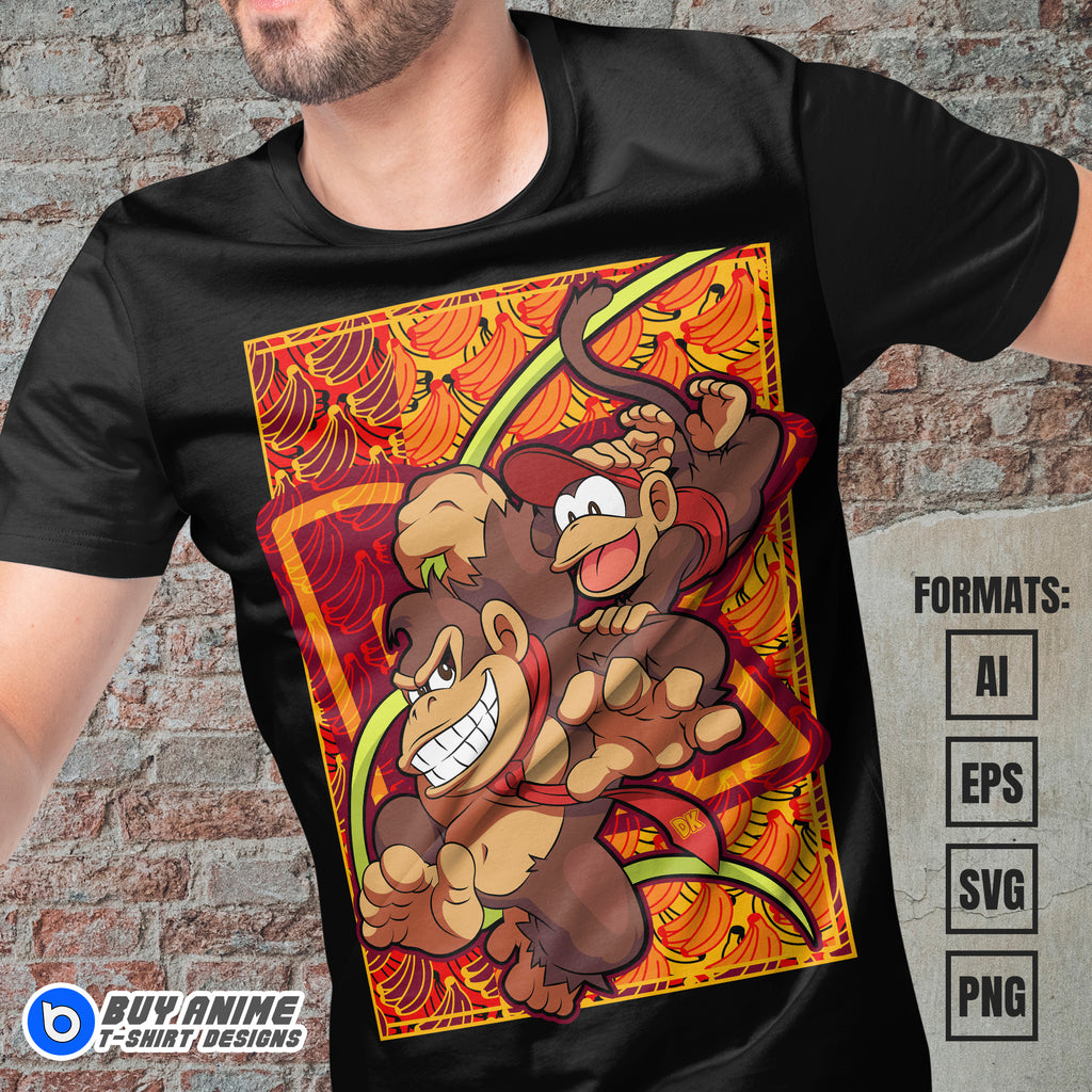 Premium Donkey Kong Super Mario Vector T-shirt Design Template #2