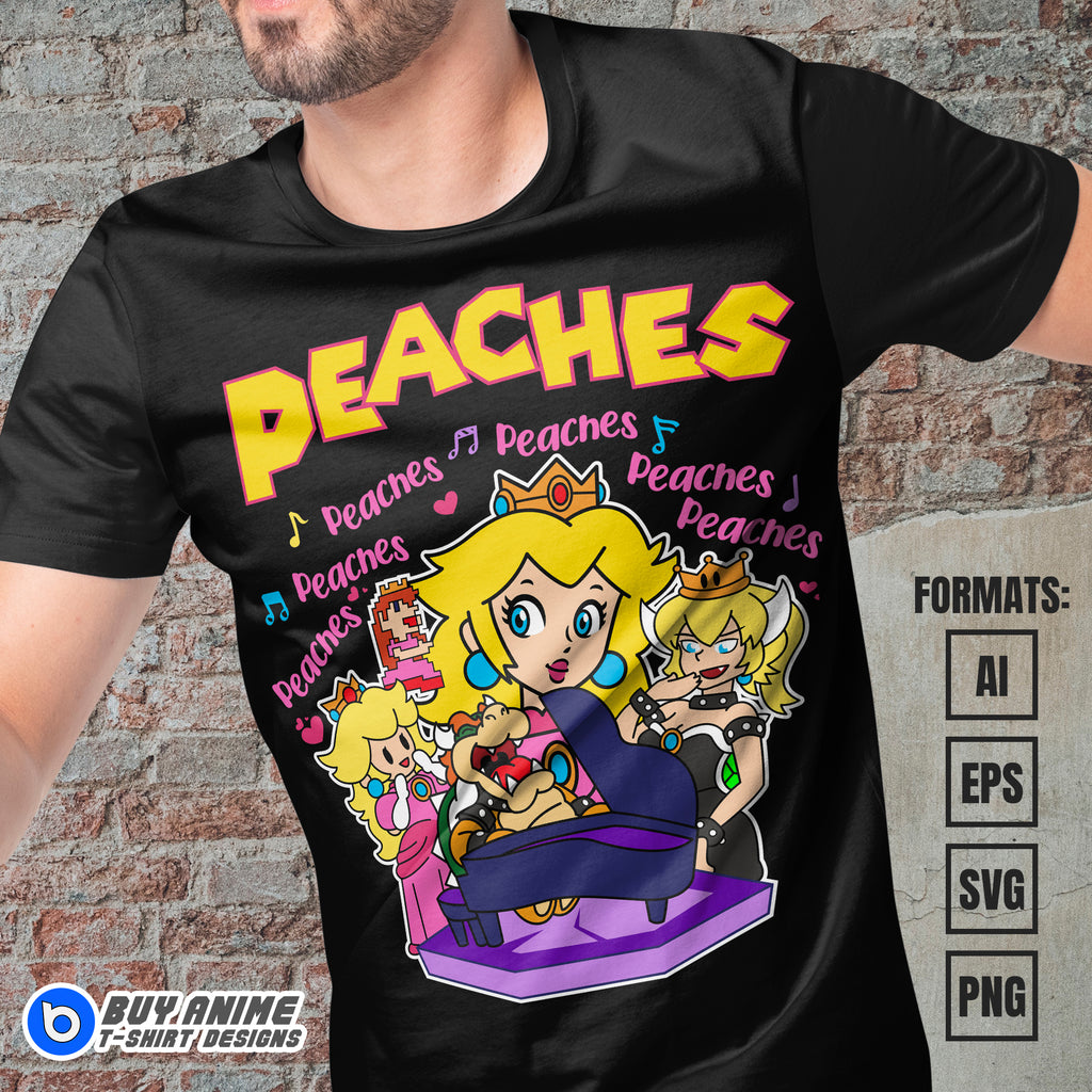 Premium Princess Peach Super Mario Vector T-shirt Design Template #7