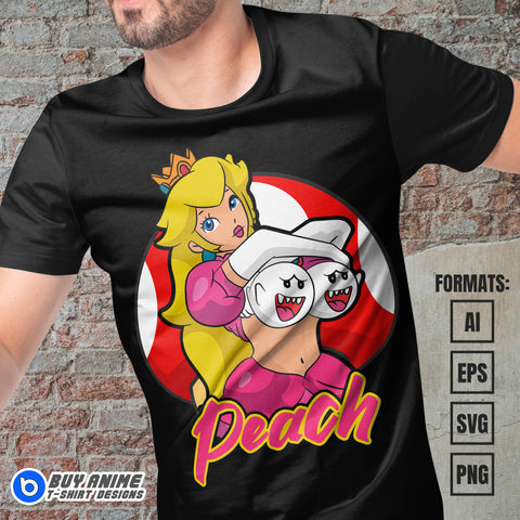 Premium Princess Peach Mario Vector T-shirt Design Template