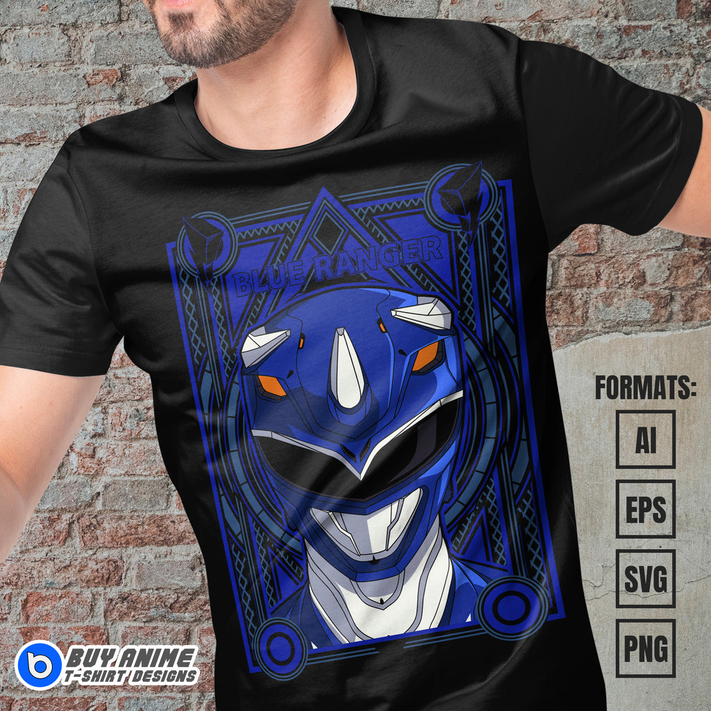 Premium Blue Ranger Power Rangers Vector T-shirt Design Template