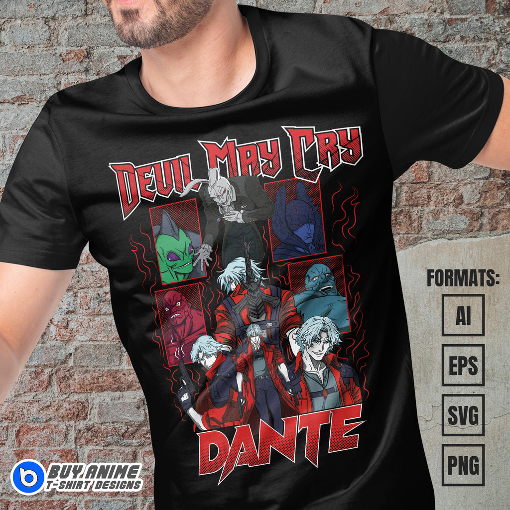 Premium Dante Devil May Cry Vector T-shirt Design Template #3