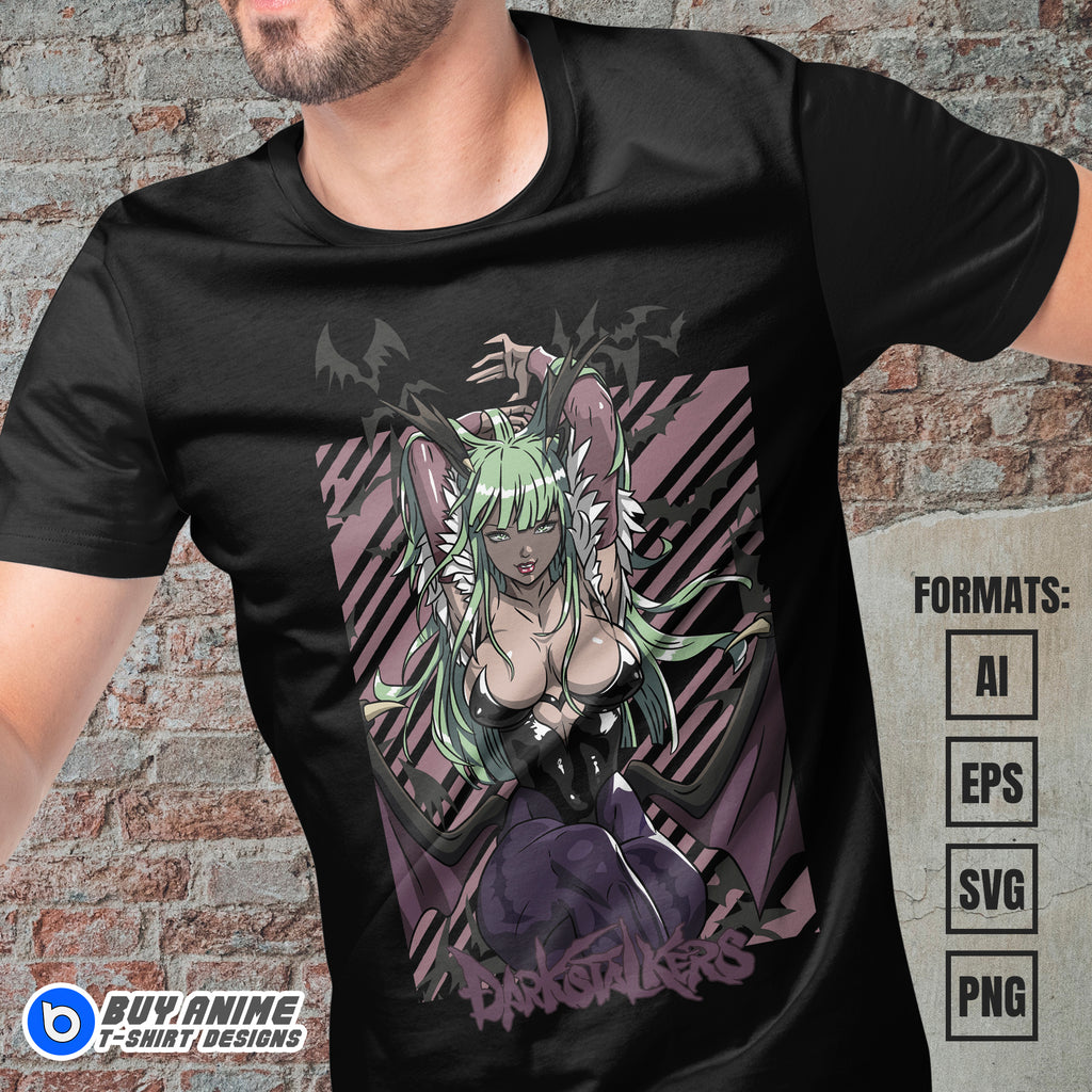 Premium Morrigan Aensland Darkstalkers Vector T-shirt Design Template